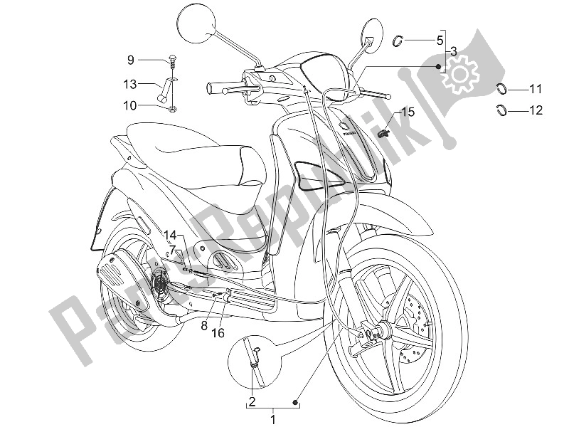 All parts for the Transmissions of the Piaggio Liberty 150 4T 2V E3 PTT Libanon Israel 2011