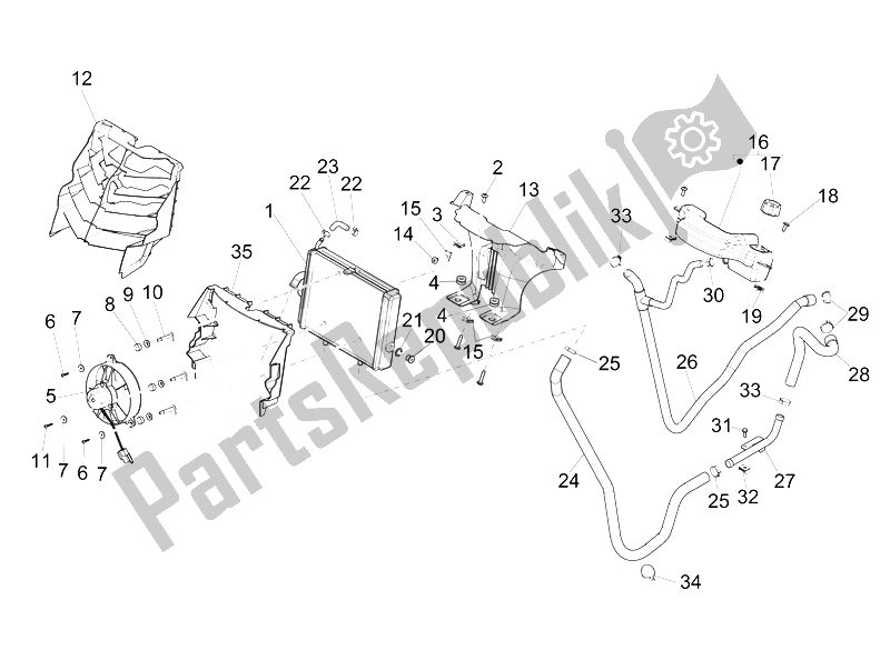 Todas as partes de Sistema De Refrigeração do Piaggio Carnaby 300 4T IE Cruiser 2009