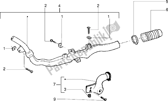 All parts for the Belt Cooling Tube-intake Tube of the Piaggio Skipper 125 1998