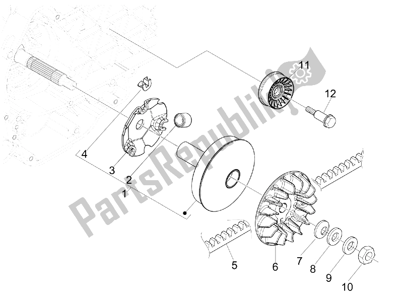 Tutte le parti per il Puleggia Motrice del Piaggio BV 300 IE Tourer USA 2009