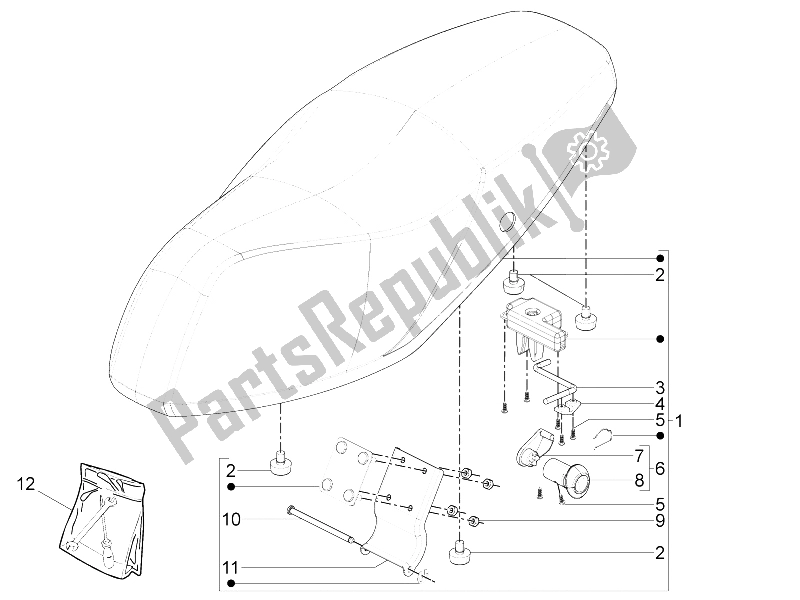 Todas las partes para Silla De Montar / Asientos de Piaggio Typhoon 50 4T 4V E2 USA 2012