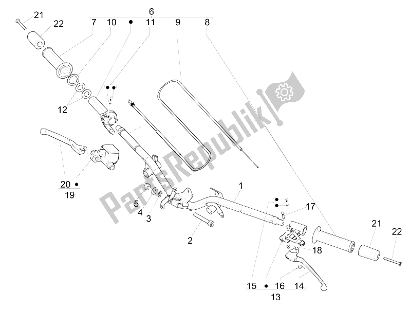 All parts for the Handlebars - Master Cil. Of the Piaggio Liberty 50 4T PTT 2009