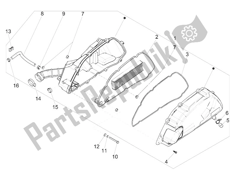 Todas las partes para Filtro De Aire de Piaggio Medley 150 4T IE ABS Asia 2016