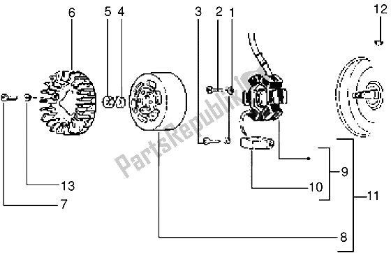 Tutte le parti per il Volano Magneto del Piaggio Typhoon 50 XR 2000
