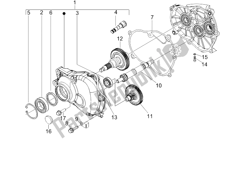 All parts for the Reduction Unit of the Piaggio FLY 150 4T 2006