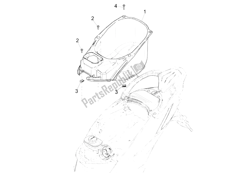 All parts for the Helmet Huosing - Undersaddle of the Piaggio Liberty 150 Iget 4T 3V IE ABS EU 2015