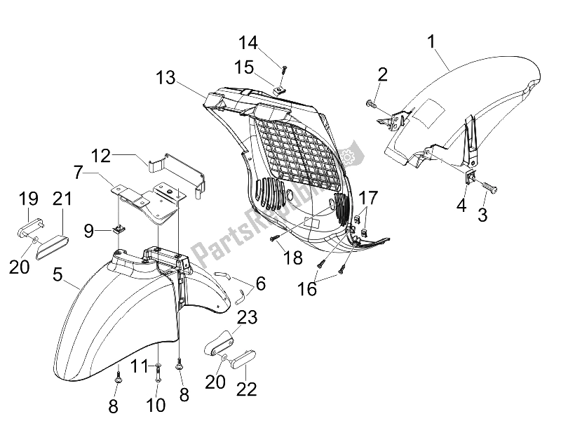 Tutte le parti per il Passaruota - Parafango del Piaggio BV 300 IE Tourer USA 2009