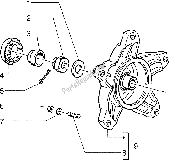 All parts for the Rear Brake Drum of the Piaggio Skipper 125 1995