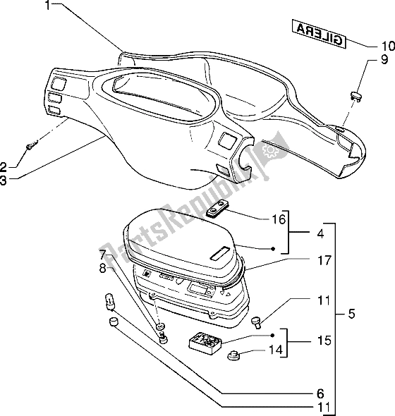 Tutte le parti per il Contachilometri Km. Coprimanubrio del Piaggio Typhoon 50 XR 2000