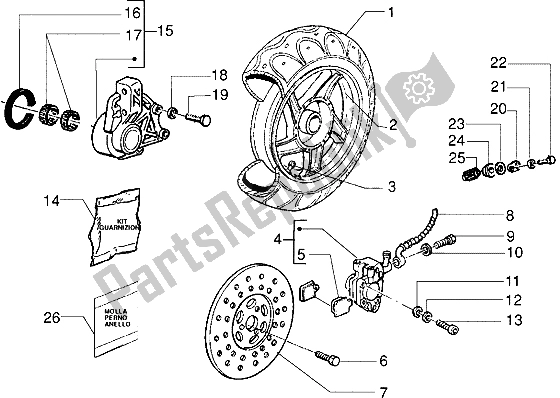 Tutte le parti per il Ruota Anteriore - Pinza del Piaggio ZIP SP 50 1996