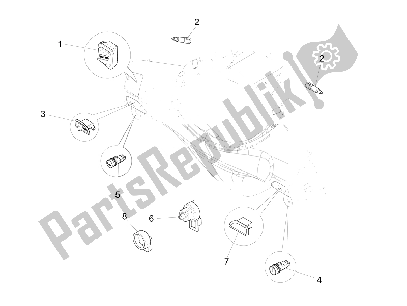 Todas las partes para Selectores - Interruptores - Botones de Piaggio FLY 125 4T 3V IE Vietnam 2014
