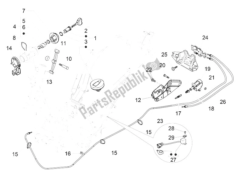 All parts for the Locks of the Piaggio Beverly 300 IE ABS E4 EU 2016