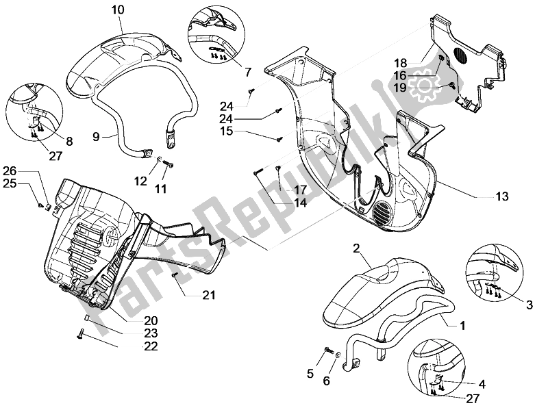 Tutte le parti per il Passaruota - Parafango del Piaggio MP3 300 LT Business Sport ABS 2014