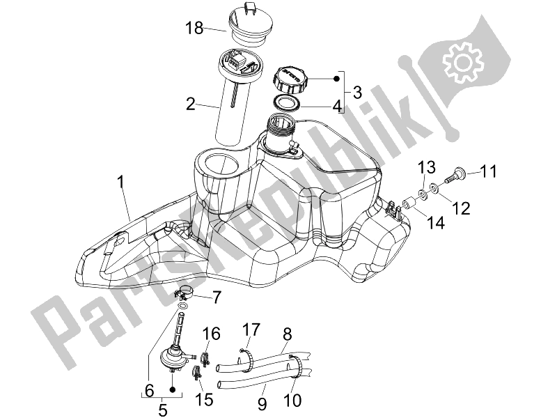 Todas las partes para Depósito De Combustible de Piaggio FLY 50 2T 2010