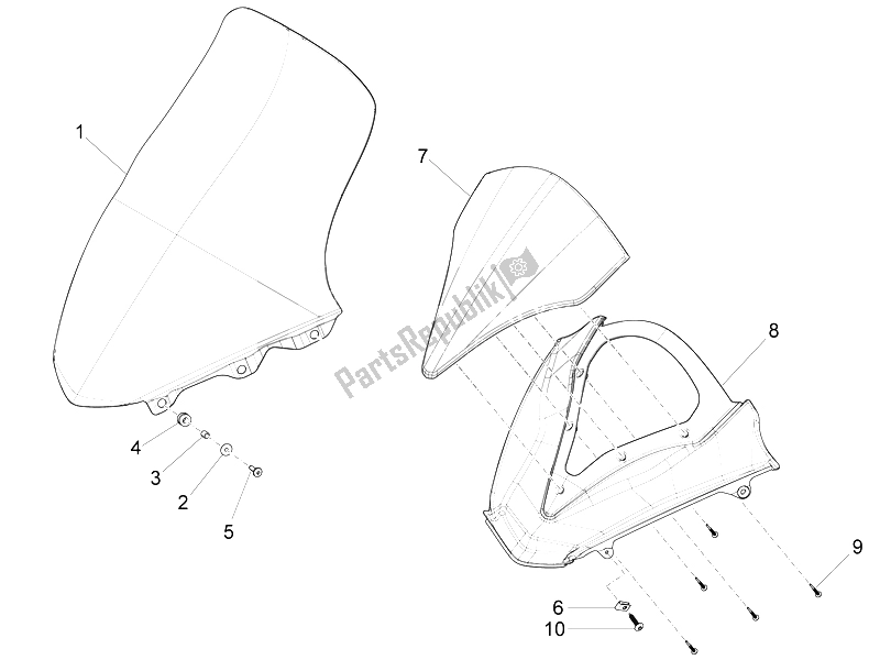 Todas las partes para Parabrisas - Vidrio de Piaggio X 10 125 4T 4V I E E3 2012