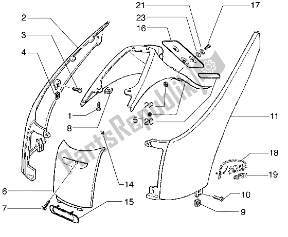 Todas as partes de Tampas Laterais-proteção Traseira do Piaggio Free 100 2004
