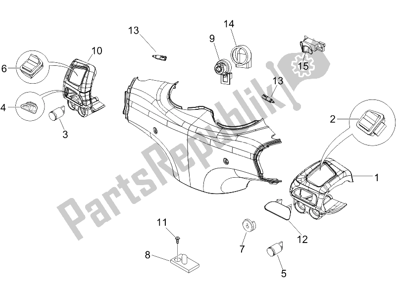 Toutes les pièces pour le Sélecteurs - Interrupteurs - Boutons du Piaggio Beverly 250 IE Sport E3 2006