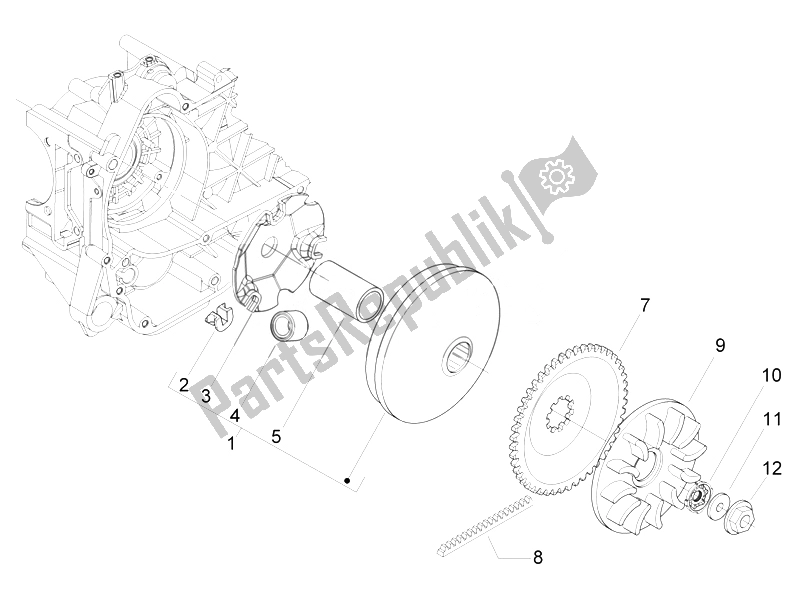 All parts for the Driving Pulley of the Piaggio Liberty 50 4T Delivery 2010