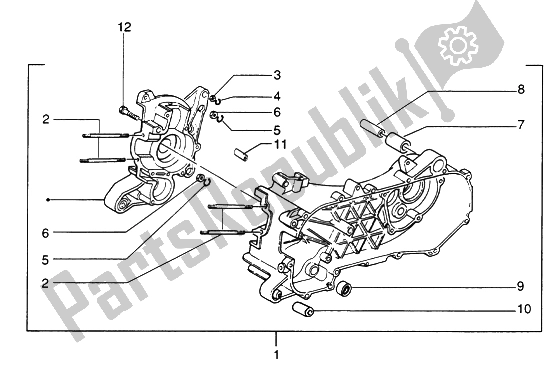 All parts for the Crankcase of the Piaggio ZIP SP H2O 50 1998