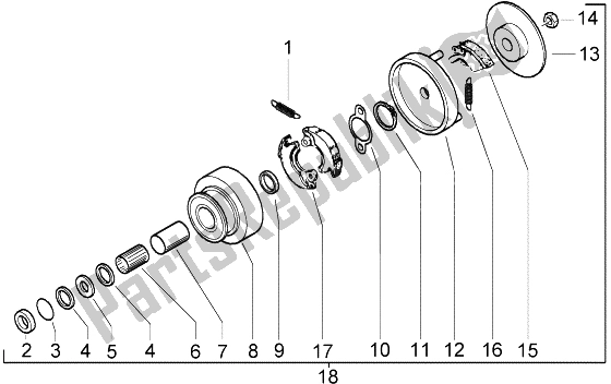 All parts for the Clutches Unit of the Piaggio Ciao 50 2002