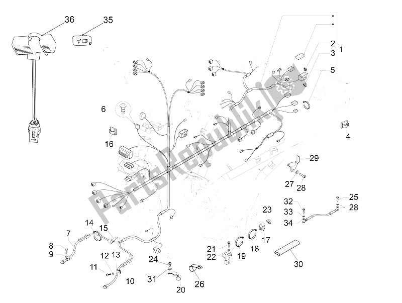 Alle onderdelen voor de Hoofdkabelboom van de Piaggio MP3 500 LT Sport Business 2011