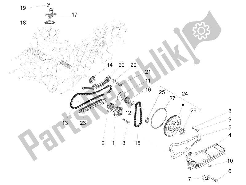 Tutte le parti per il Pompa Dell'olio del Piaggio Liberty 125 Iget 4T 3V IE ABS Asia 2015