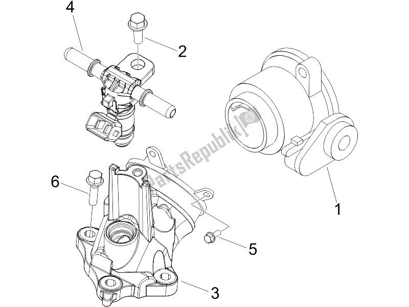 All parts for the Throttle Body - Injector - Union Pipe of the Piaggio Beverly 400 IE E3 2006