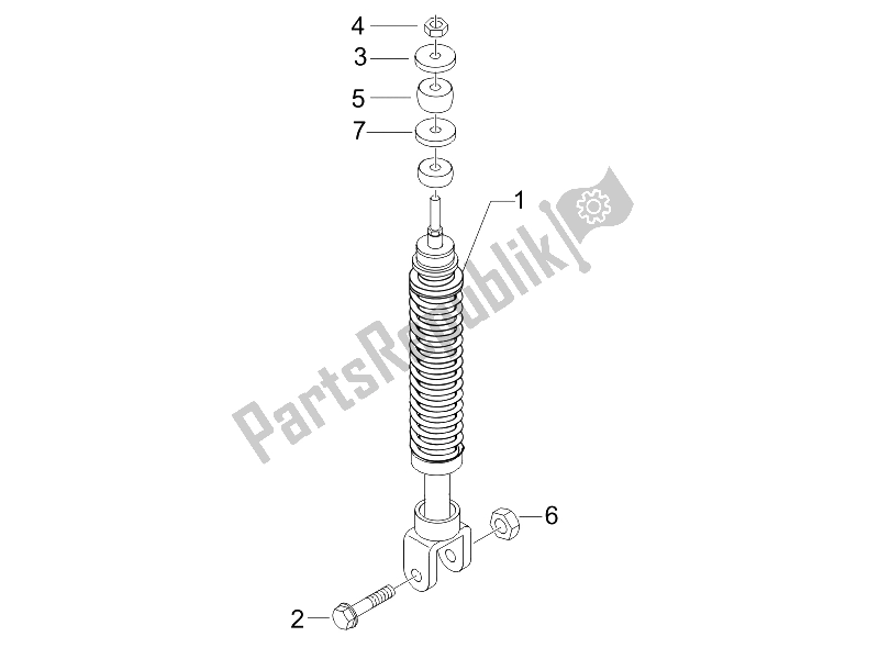 Toutes les pièces pour le Suspension Arrière - Amortisseur / S du Piaggio FLY 100 4T 2008