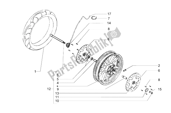 Toutes les pièces pour le Roue Avant du Piaggio Beverly 500 2003