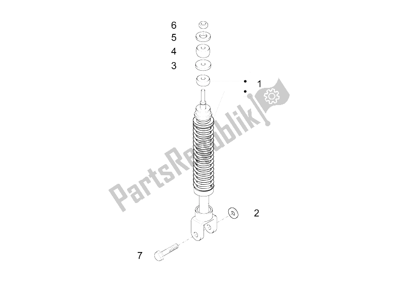 Todas as partes de Suspensão Traseira - Amortecedor / S do Piaggio FLY 50 4T 2V 25 30 KMH 2012