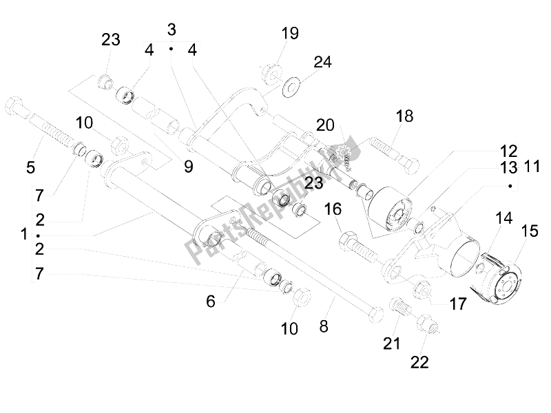 Toutes les pièces pour le Bras Oscillant du Piaggio MP3 125 IE 2008