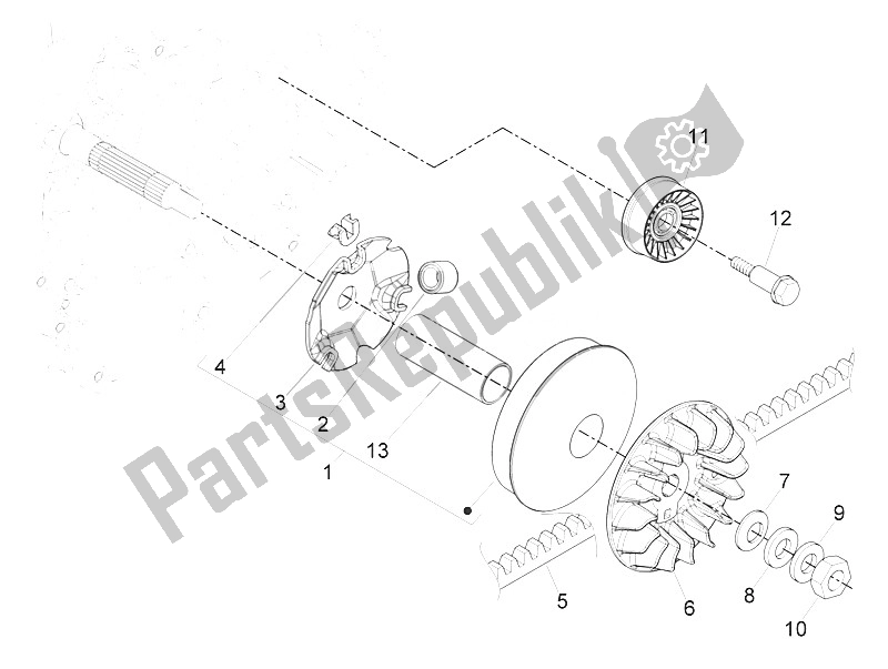 Todas las partes para Polea Motriz de Piaggio Beverly 300 IE ABS E4 EU 2016