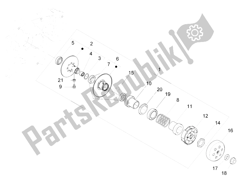 All parts for the Driven Pulley of the Piaggio Liberty 125 4T 2V IE PTT I 2012