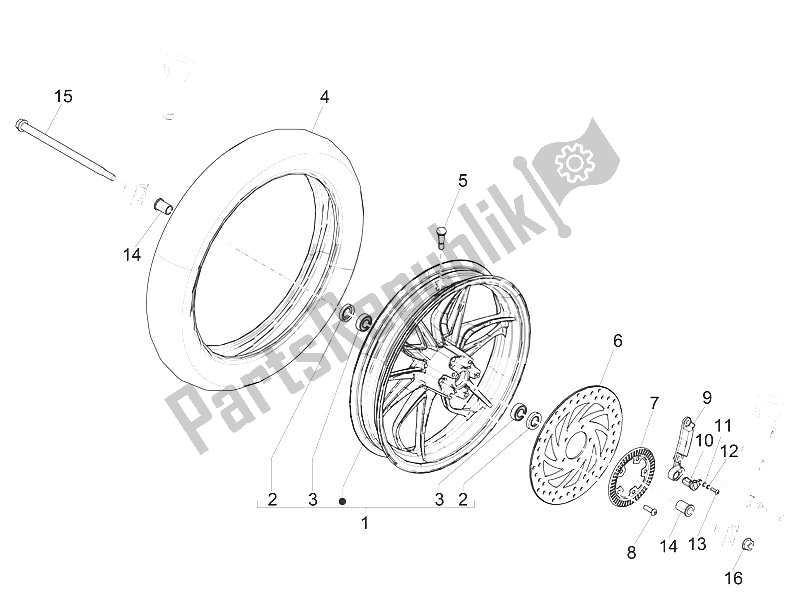 Todas las partes para Rueda Delantera de Piaggio Medley 150 4T IE ABS EU 2016