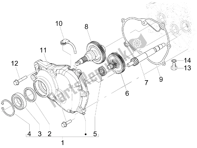 All parts for the Reduction Unit of the Piaggio MP3 125 2006