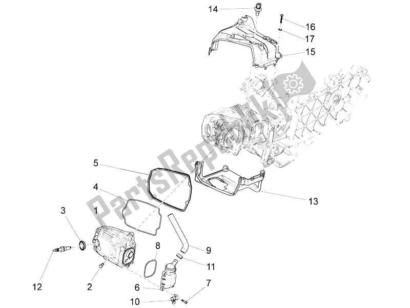 All parts for the Cylinder Head Cover of the Piaggio Liberty 150 4T 3V IE LEM Vietnam 2014