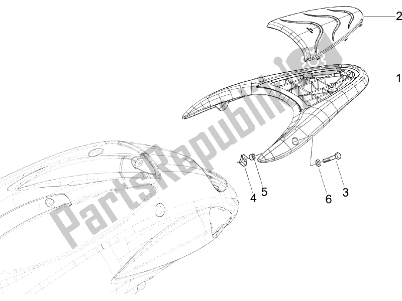 Tutte le parti per il Portapacchi Posteriore del Piaggio Liberty 50 4T Sport 2007