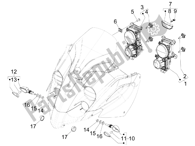 Toutes les pièces pour le Phares Avant - Clignotants du Piaggio MP3 500 USA 2007