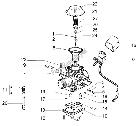 Tutte le parti per il Carburatore (2) del Piaggio X8 125 2004