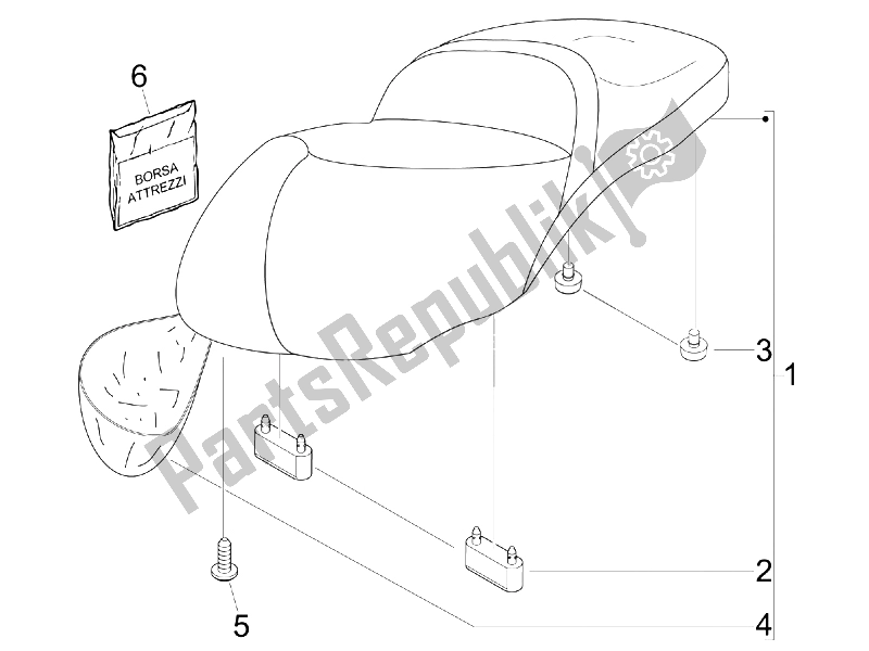 Alle onderdelen voor de Zadel / Stoelen van de Piaggio BV 250 USA 2006