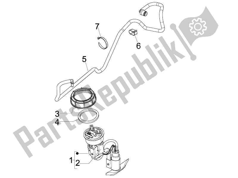 Todas las partes para Sistema De Suministros de Piaggio Beverly 125 RST 4T 4V IE E3 2010