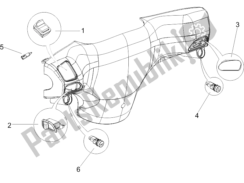 Toutes les pièces pour le Sélecteurs - Interrupteurs - Boutons du Piaggio ZIP 50 4T 25 KMH 2006