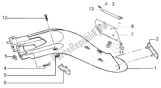 Toutes les pièces pour le Garde-boue Arrière du Piaggio Liberty 125 Leader RST 2007