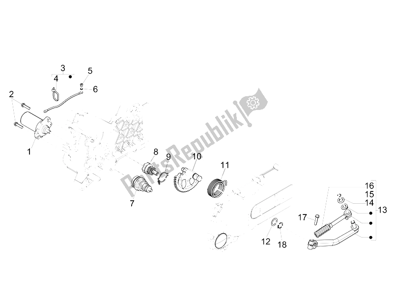 Toutes les pièces pour le Stater - Démarreur électrique du Piaggio ZIP 50 SP Euro 2 2006