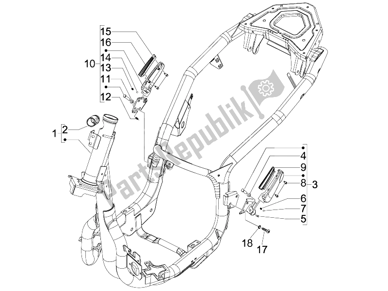 All parts for the Frame/bodywork of the Piaggio Carnaby 125 4T E3 2007