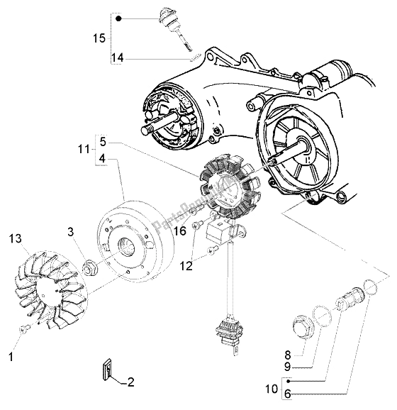 Todas las partes para Volante Magneto de Piaggio FLY 50 4T 2008