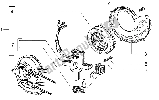 All parts for the Flywheel Magneto of the Piaggio Ciao 50 2002