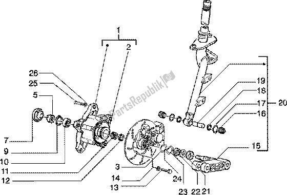 Toutes les pièces pour le Frein à Disque De Colonne De Direction du Piaggio ZIP 125 4T 2000