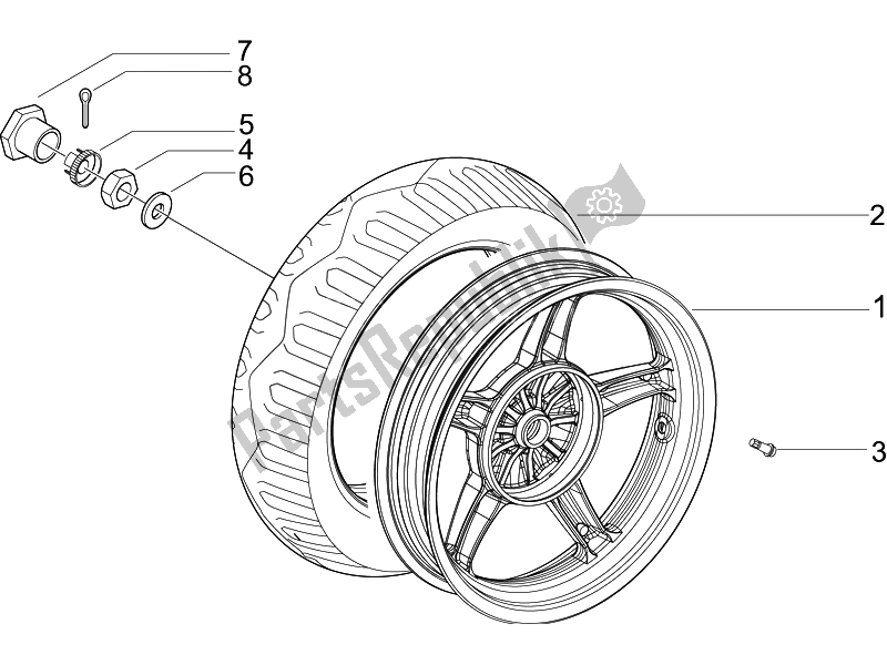 Toutes les pièces pour le Roue Arrière du Piaggio Liberty 50 2T UK 2007