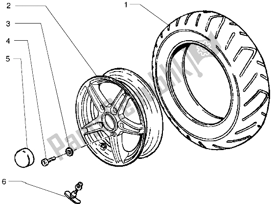 All parts for the Front Wheel of the Piaggio Hexagon GTX 125 1999